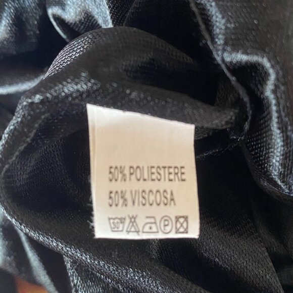 Black w Tropical Red Feather Print Chiffon Midi Dress - Picture 12 of 15